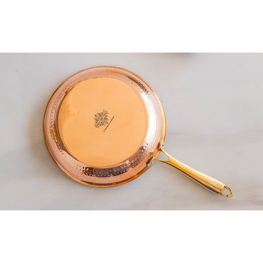Steel Copper Hammered Design Fry Pan with Tin Linning