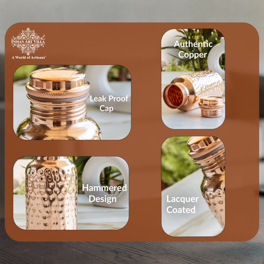 Hammered Copper Leak-Proof Water Bottle