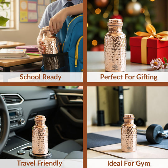 Hammered Copper Leak-Proof Water Bottle