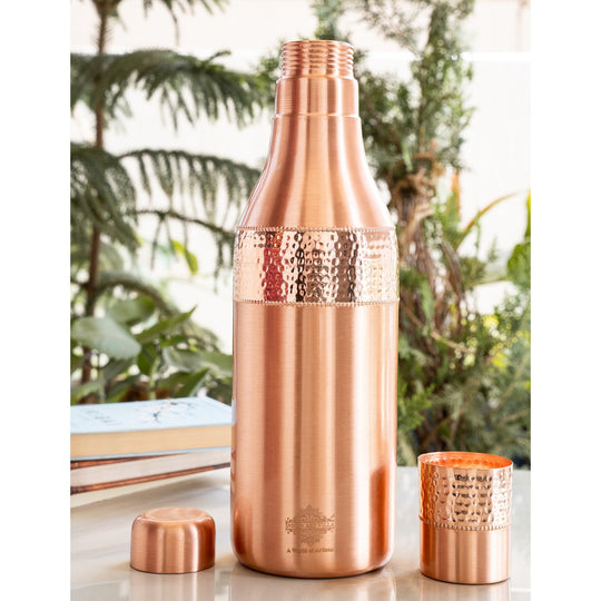 Sapphire Hammered Copper Lacquer Bottle, 41oz/1200 ML