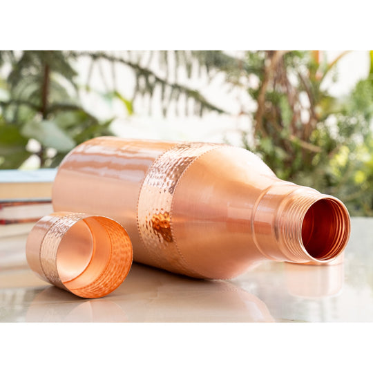 Sapphire Hammered Copper Lacquer Bottle, 41oz/1200 ML