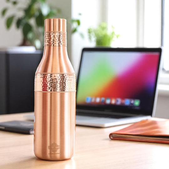 Sapphire Hammered Copper Lacquer Bottle, 41oz/1200 ML