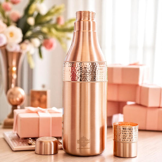 Sapphire Hammered Copper Lacquer Bottle, 41oz/1200 ML