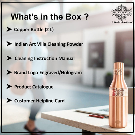 Sapphire Hammered Copper Lacquer Bottle, 41oz/1200 ML