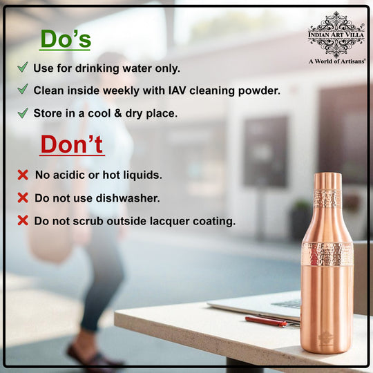 Sapphire Hammered Copper Lacquer Bottle, 41oz/1200 ML