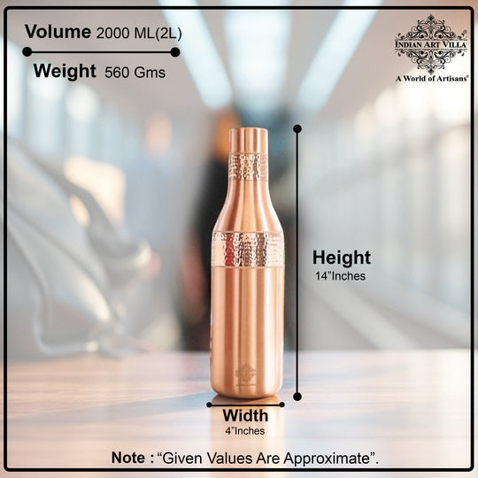 Sapphire Hammered Copper Lacquer Bottle, 41oz/1200 ML