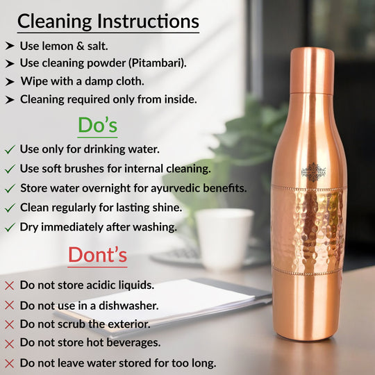 Sapphire Hammered Copper Lacquer Bottle, 41oz/1200 ML