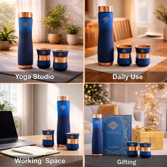 Matt Ombre Copper Bottle & Glass Set – 900 ML