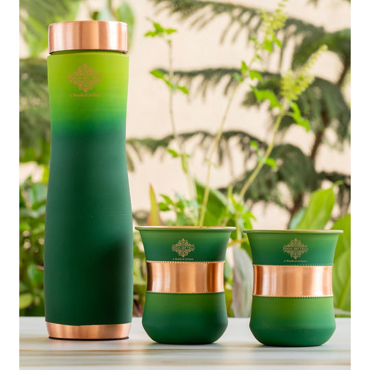 Matt Ombre Copper Bottle & Glass Set – 900 ML