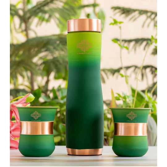 Matt Ombre Copper Bottle & Glass Set – 900 ML