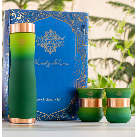 Matt Ombre Copper Bottle & Glass Set – 900 ML