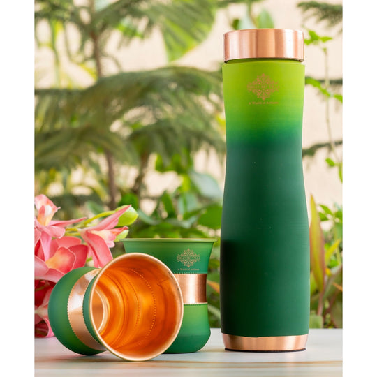 Matt Ombre Copper Bottle & Glass Set – 900 ML