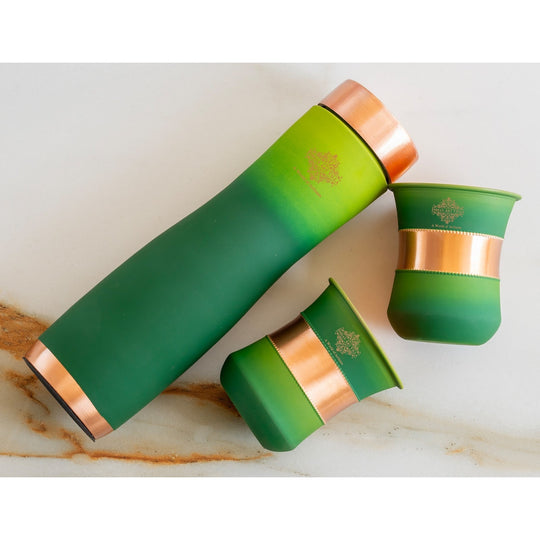 Matt Ombre Copper Bottle & Glass Set – 900 ML
