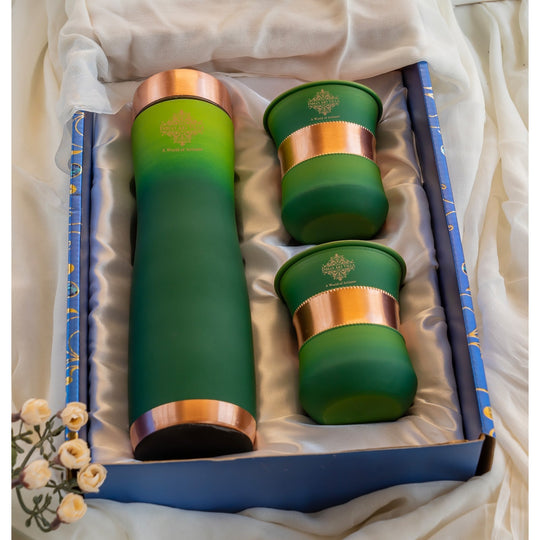 Matt Ombre Copper Bottle & Glass Set – 900 ML