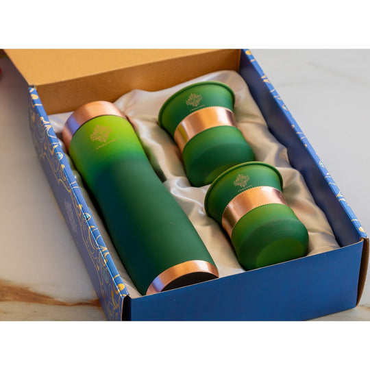 Matt Ombre Copper Bottle & Glass Set – 900 ML