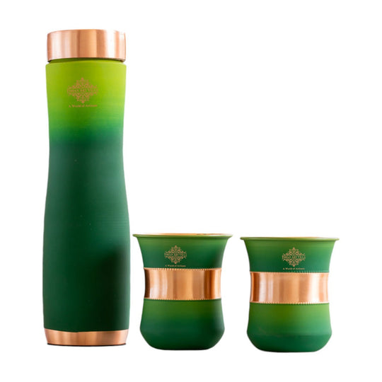 Matt Ombre Copper Bottle & Glass Set – 900 ML
