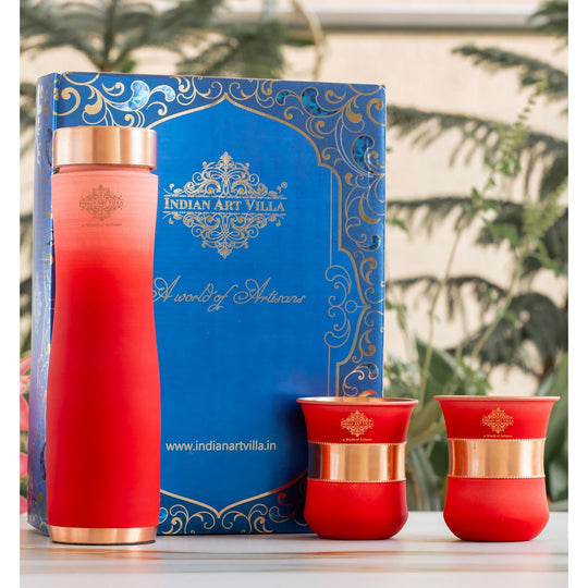 Matt Ombre Copper Bottle & Glass Set – 900 ML