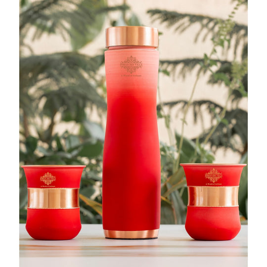 Matt Ombre Copper Bottle & Glass Set – 900 ML