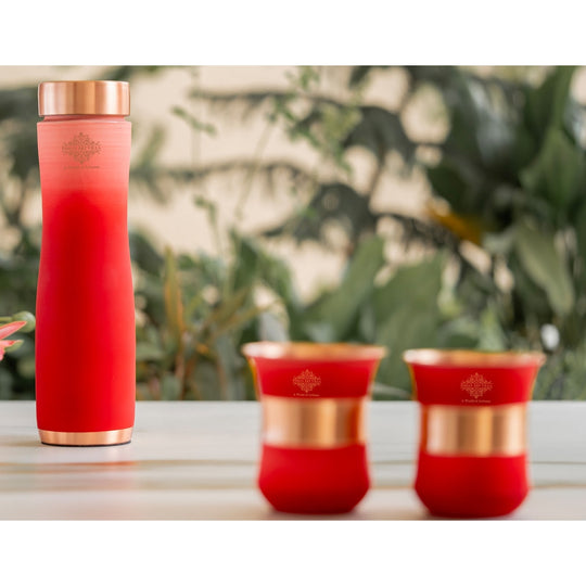 Matt Ombre Copper Bottle & Glass Set – 900 ML