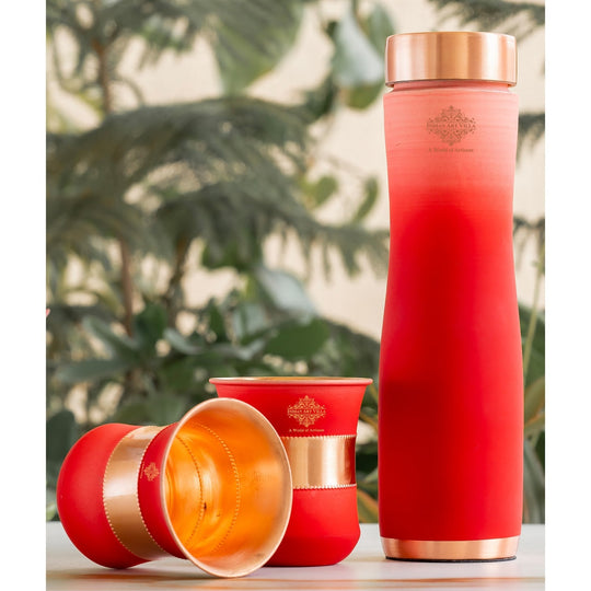 Matt Ombre Copper Bottle & Glass Set – 900 ML