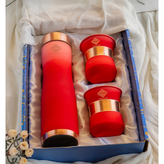Matt Ombre Copper Bottle & Glass Set – 900 ML