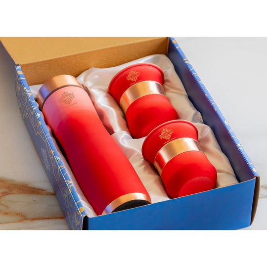 Matt Ombre Copper Bottle & Glass Set – 900 ML