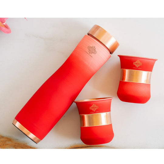 Matt Ombre Copper Bottle & Glass Set – 900 ML
