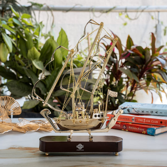 Brass Handmade Designer Ship, Yacht Showpiece, Miniature, Home Decor