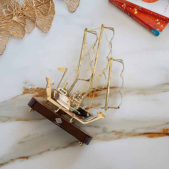 Brass Handmade Designer Ship, Yacht Showpiece, Miniature, Home Decor