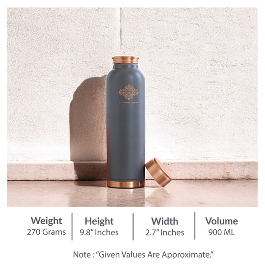 Pure Copper Water Bottle with Soft Silk  Finish Color
 30oz/900 ML