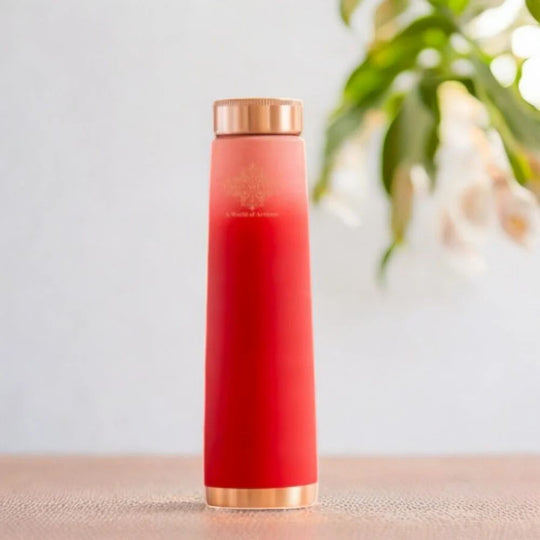 Pure Copper water Bottle With Pyramid Silk Design 27oz/800 ML