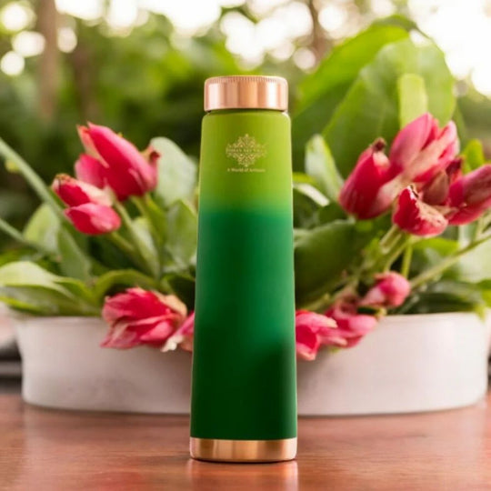 Pure Copper water Bottle With Pyramid Silk Design 27oz/800 ML