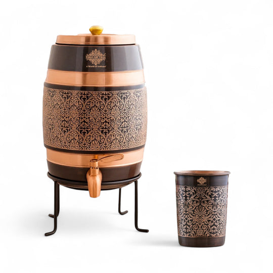 Pure Copper Embossed Design Water Pot