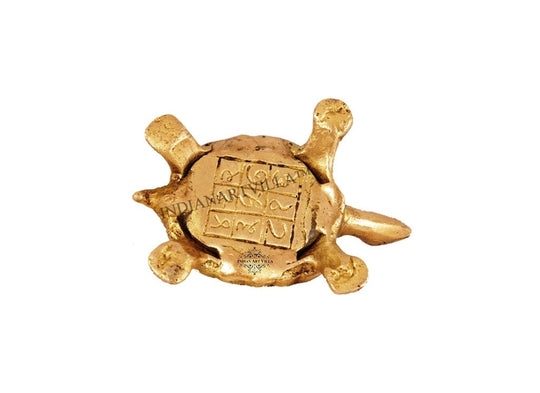 Indianartvilla Brass Hammered Vastu Fengshui Tortoise Statue, Home Decor Good Luck, Gift Item, 4 Inch