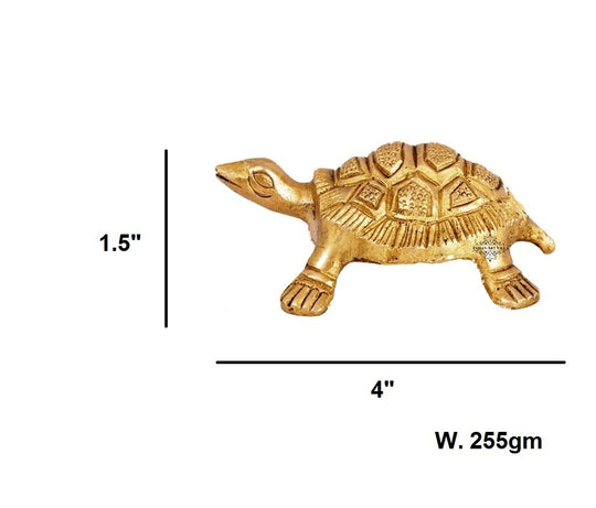 Indianartvilla Brass Hammered Vastu Fengshui Tortoise Statue, Home Decor Good Luck, Gift Item, 4 Inch