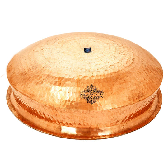 Indian Art Villa Handcrafted Pure Copper Hammered Lagan Handi With Tin Lining, Cookware & Serveware, Brown