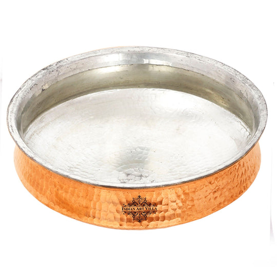 Indian Art Villa Handcrafted Pure Copper Hammered Lagan Handi With Tin Lining, Cookware
