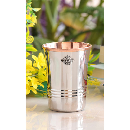 Steel & Copper Dual Material Drinking Tumbler With 2 & 4 Sets- 8oz