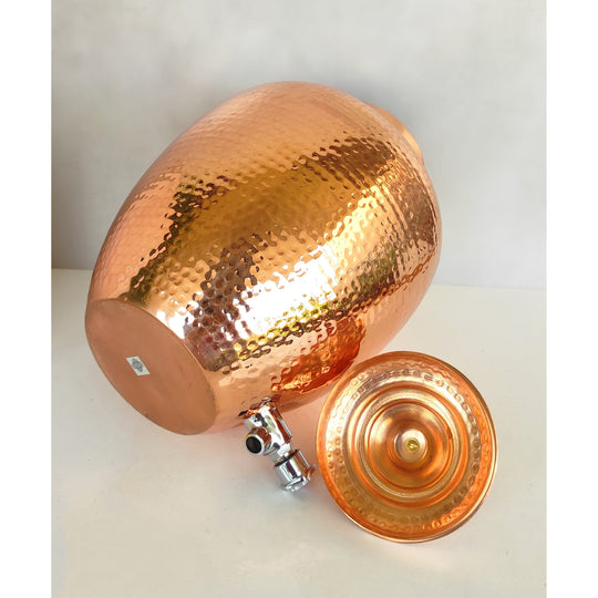 Hammered Design Copper Water Dispenser Pot Matka, Volume-8.5 Ltr