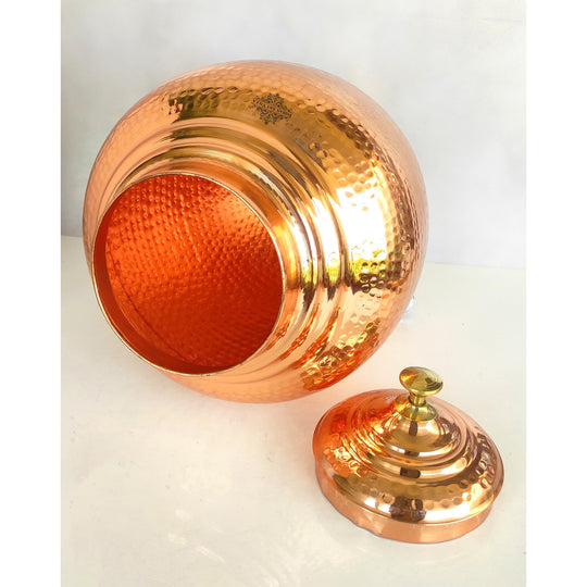 Hammered Design Copper Water Dispenser Pot Matka, Volume-8.5 Ltr