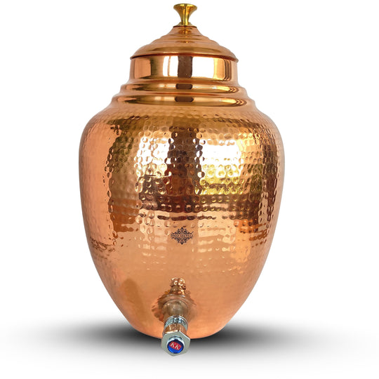 Hammered Design Copper Water Dispenser Pot Matka, Volume-8.5 Ltr