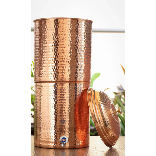 Hammered Copper Filter Water Dispenser Pot with Double Filter