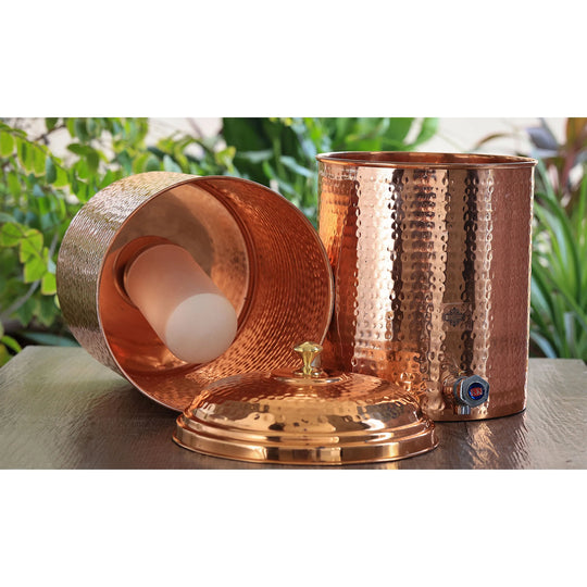 Hammered Copper Filter Water Dispenser Pot with Double Filter