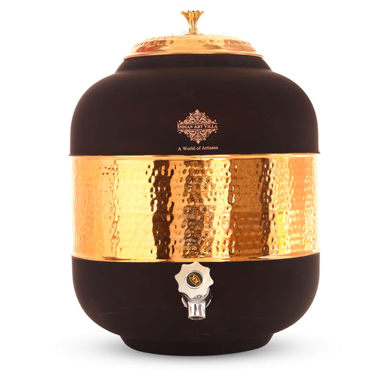 Black Silk Finish Half Hammered Copper Water Pot, 5/8/13/17 Liter