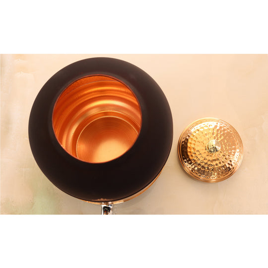 Black Silk Finish Half Hammered Copper Water Pot, 5/8/13/17 Liter