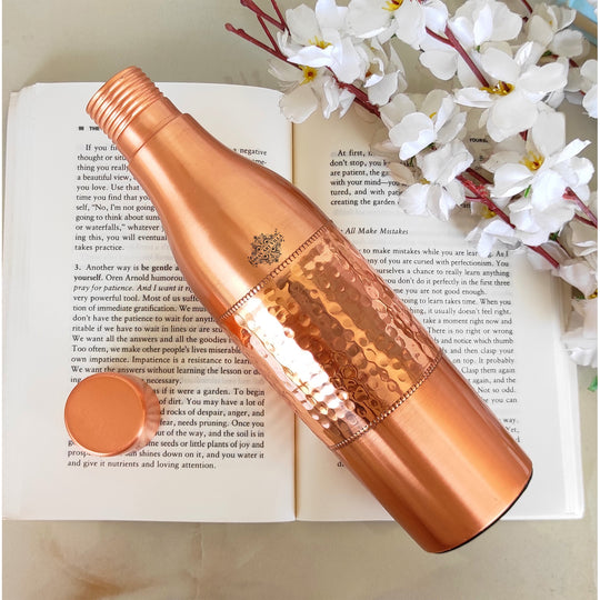 Sapphire Hammered Copper Lacquer Bottle, 41oz/1200 ML